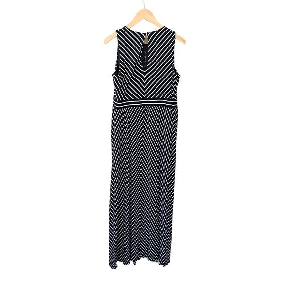 LOFT Black & White Chevron Stripe Maxi Dress Medium Maternity Sleeveless Jersey - Picture 8 of 8